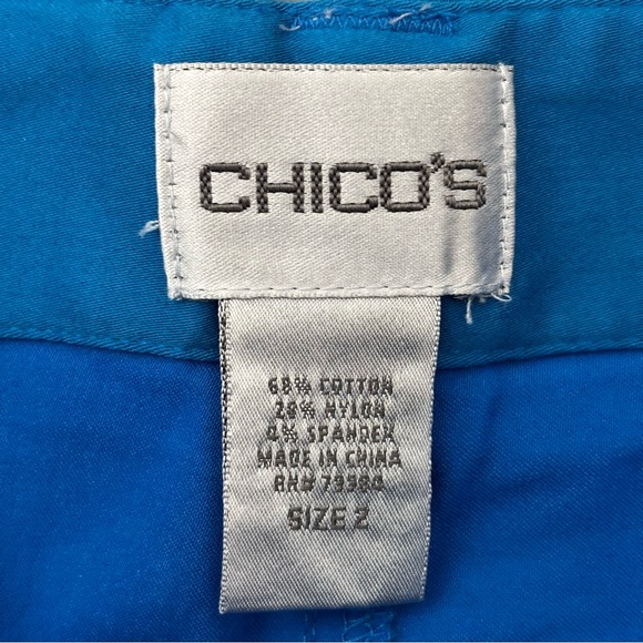Chico's Capris Womens 2 US 12/Lg Blue Stretch Zip Fly Pockets Coastal Grandma - Picture 7 of 8
